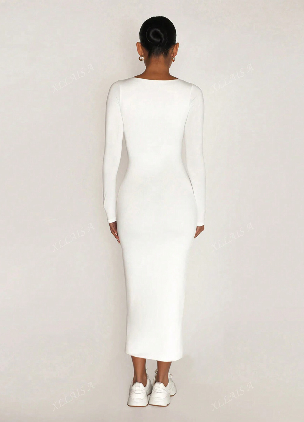 Белое кэжуал платье силуэтная SHEIN однотонное