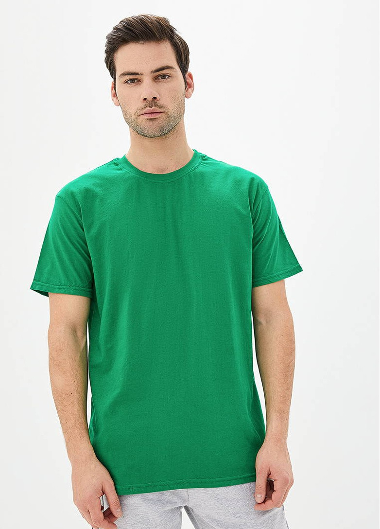 Зелена футболка чоловіча базова з коротким рукавом Роза