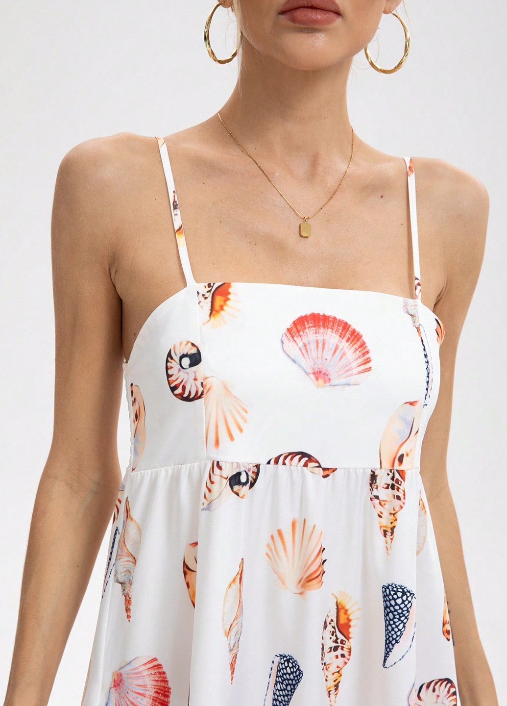 Белое праздничный, кэжуал, пляжное платье а-силуэт SHEIN морская тематика