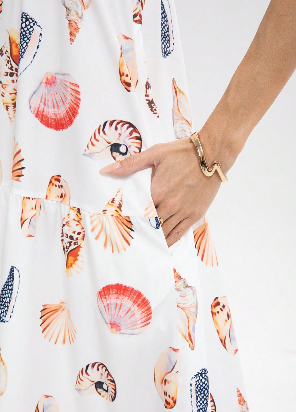 Белое праздничный, кэжуал, пляжное платье а-силуэт SHEIN морская тематика