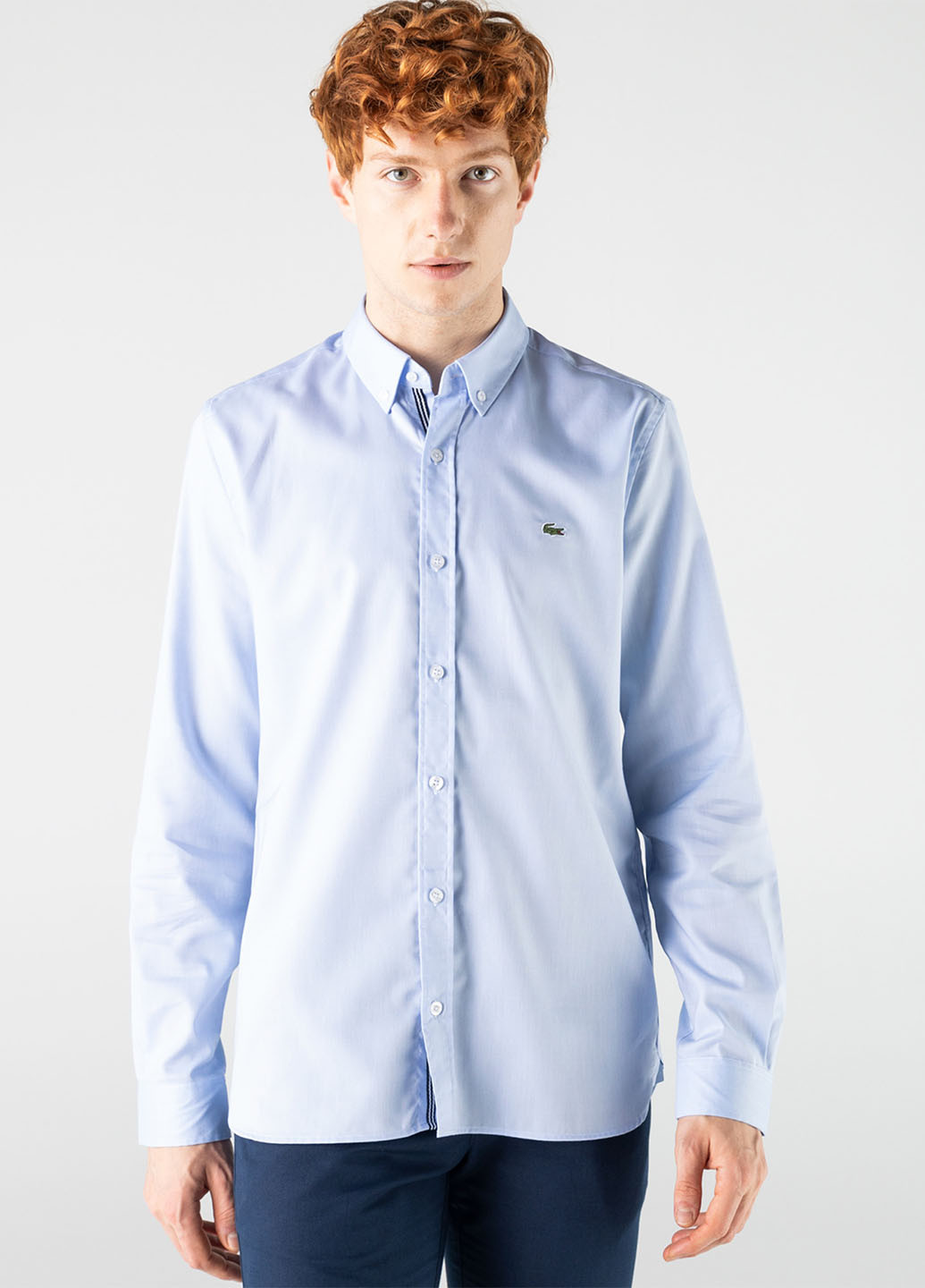 Светло-голубой классическая рубашка однотонная Lacoste
