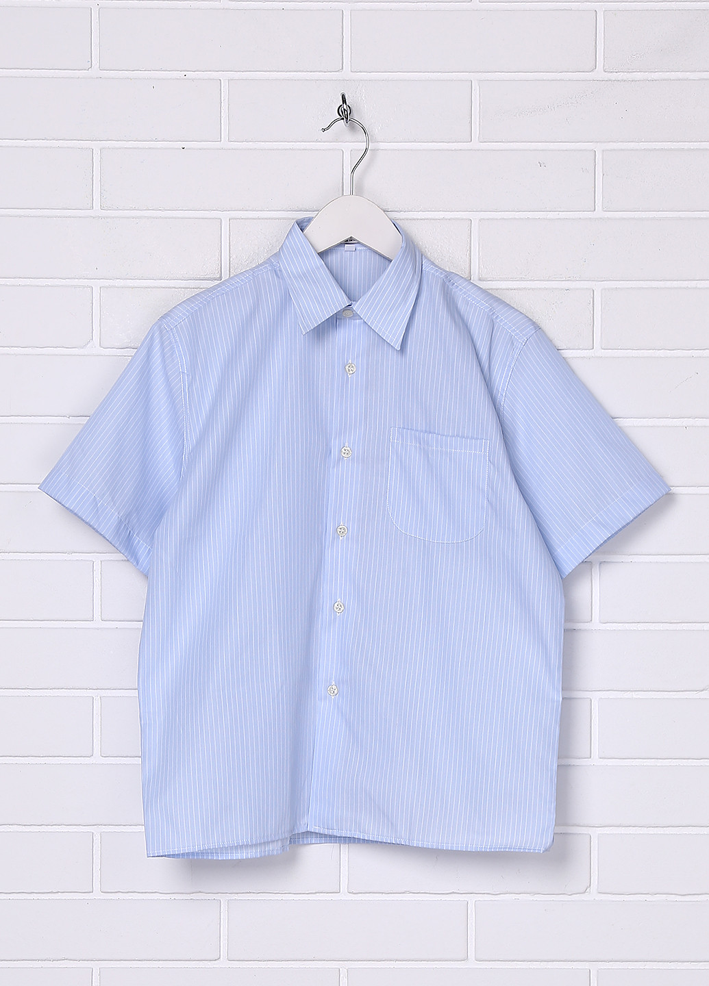 Голубой кэжуал рубашка в полоску Malip с коротким рукавом