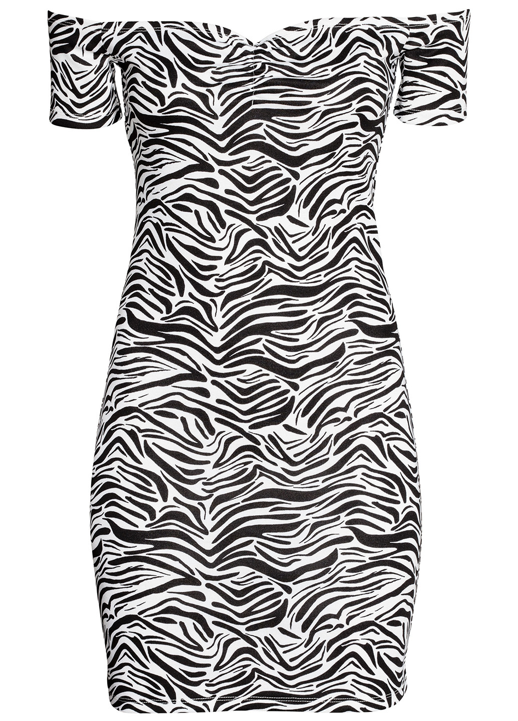 Черно-белое кэжуал платье футляр H&M зебра