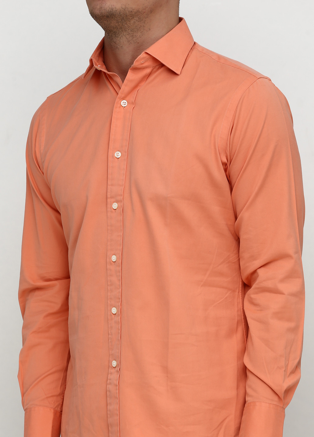 Коралловая кэжуал рубашка однотонная Ralph Lauren с длинным рукавом
