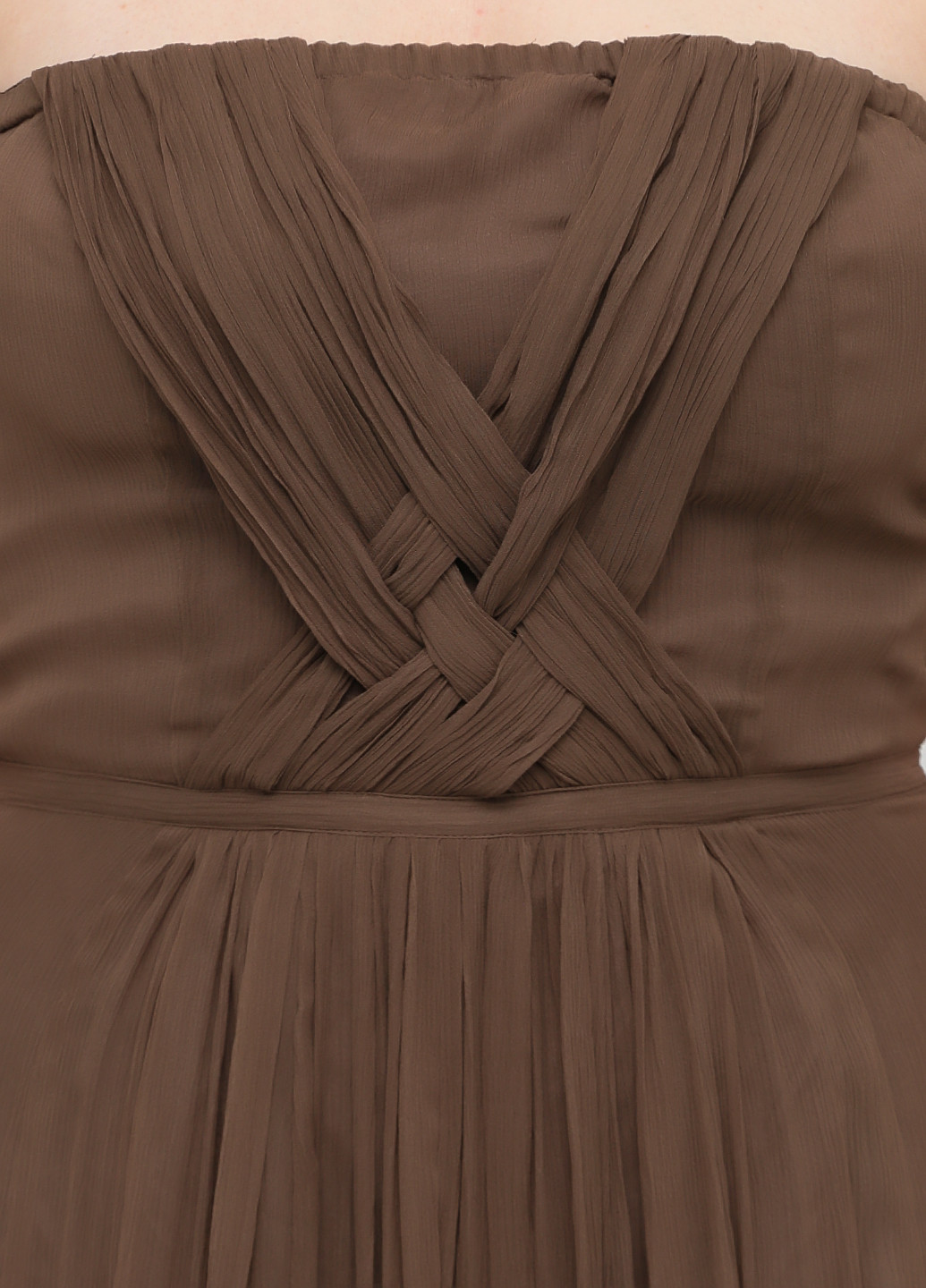 Коричневое вечернее платье с открытой спиной, с открытыми плечами Kookai однотонное
