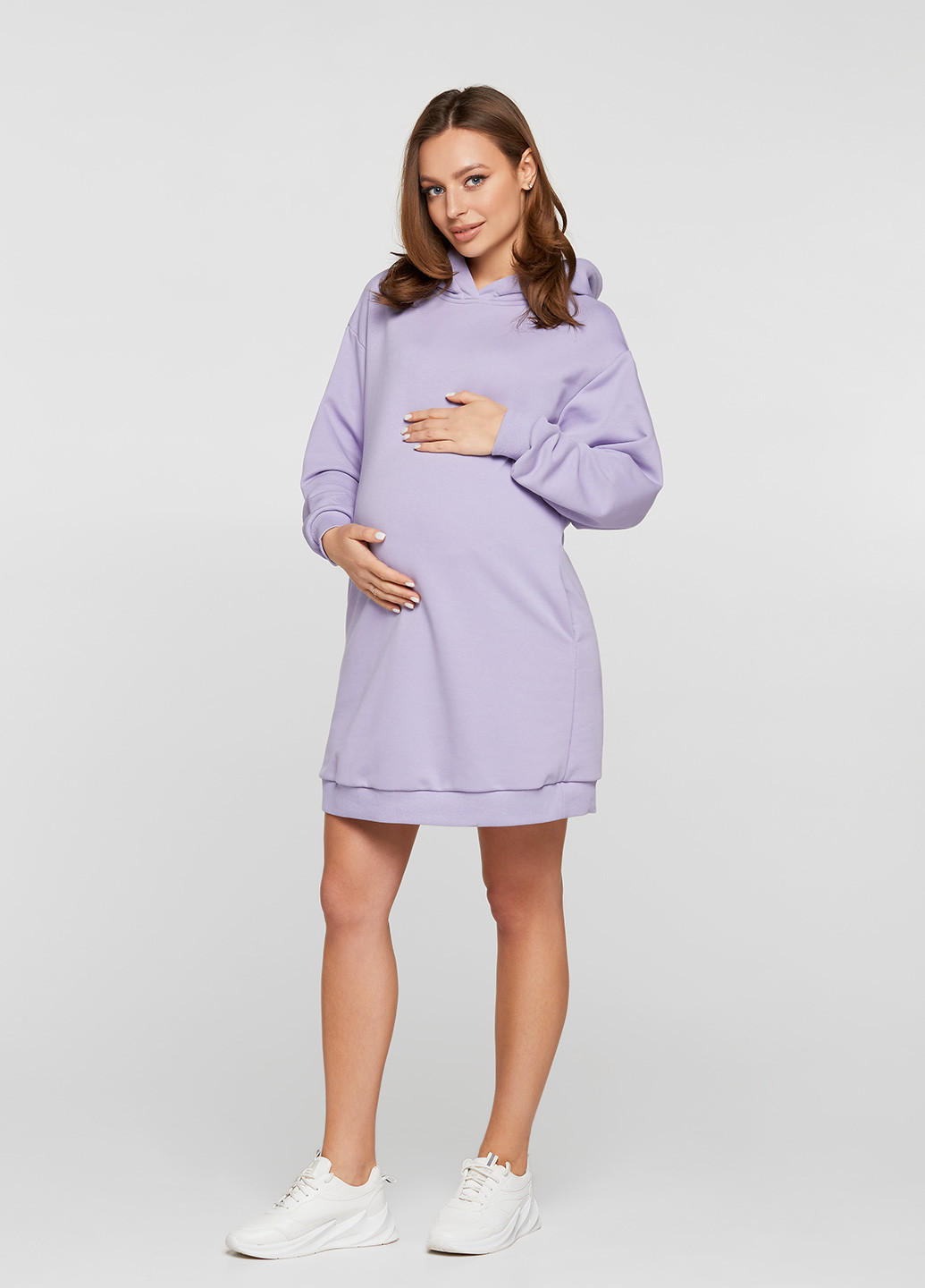 Бузкова кежуал плаття для вагітних сукня-худі Lullababe однотонна
