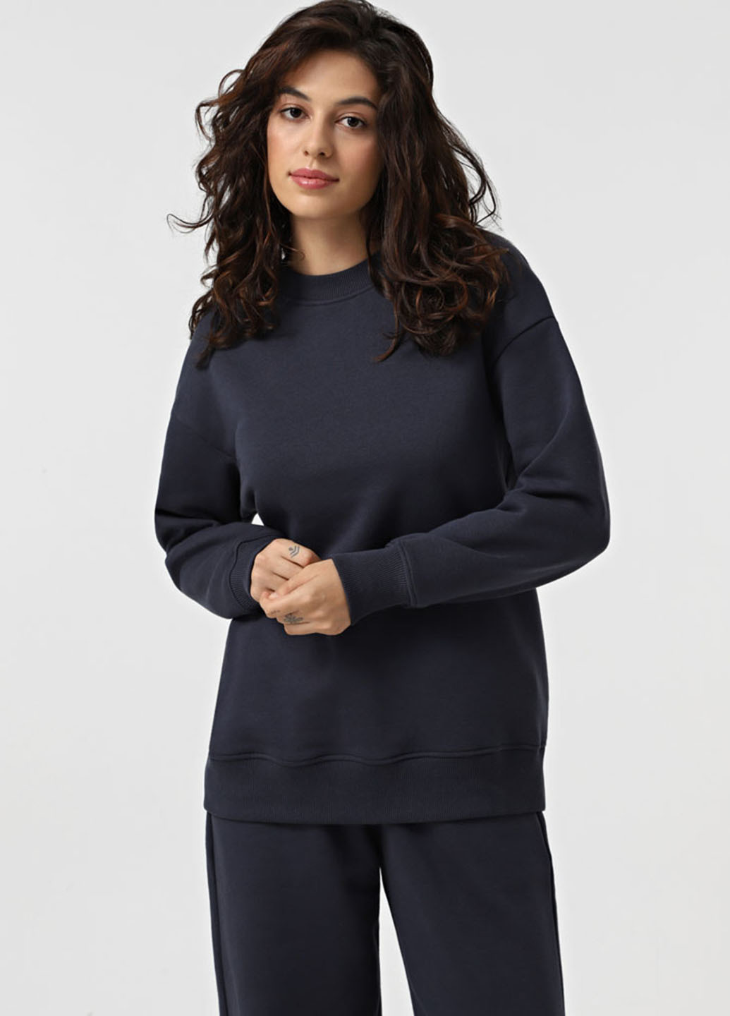 Сіро-синій світшот Promin однотонний без декору (324145548)