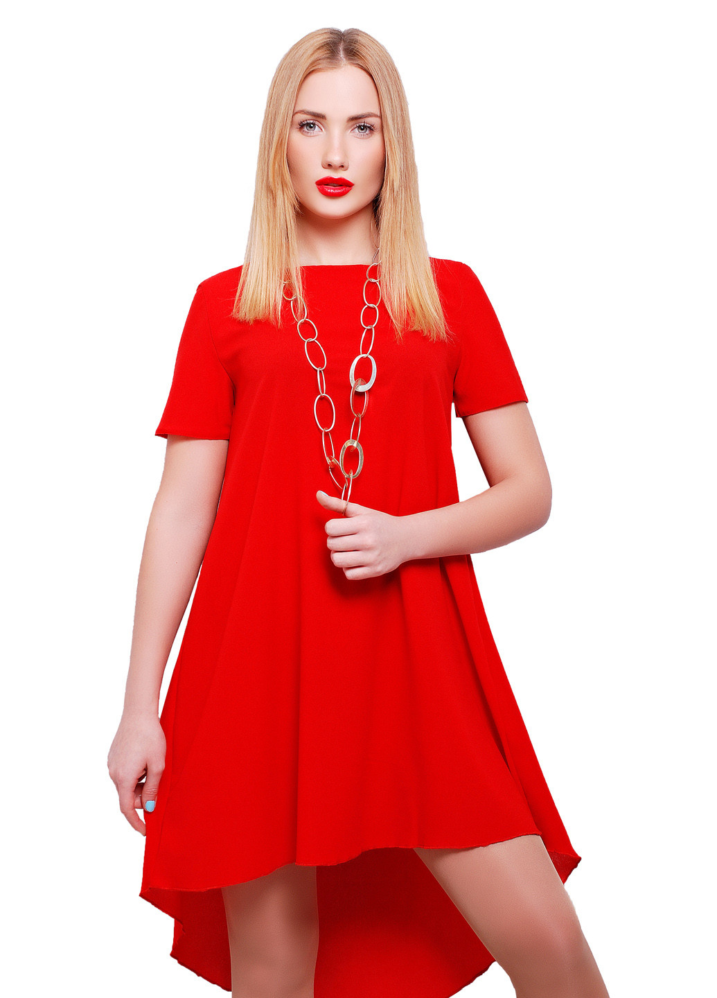 Красное кэжуал платье Fashion Up однотонное