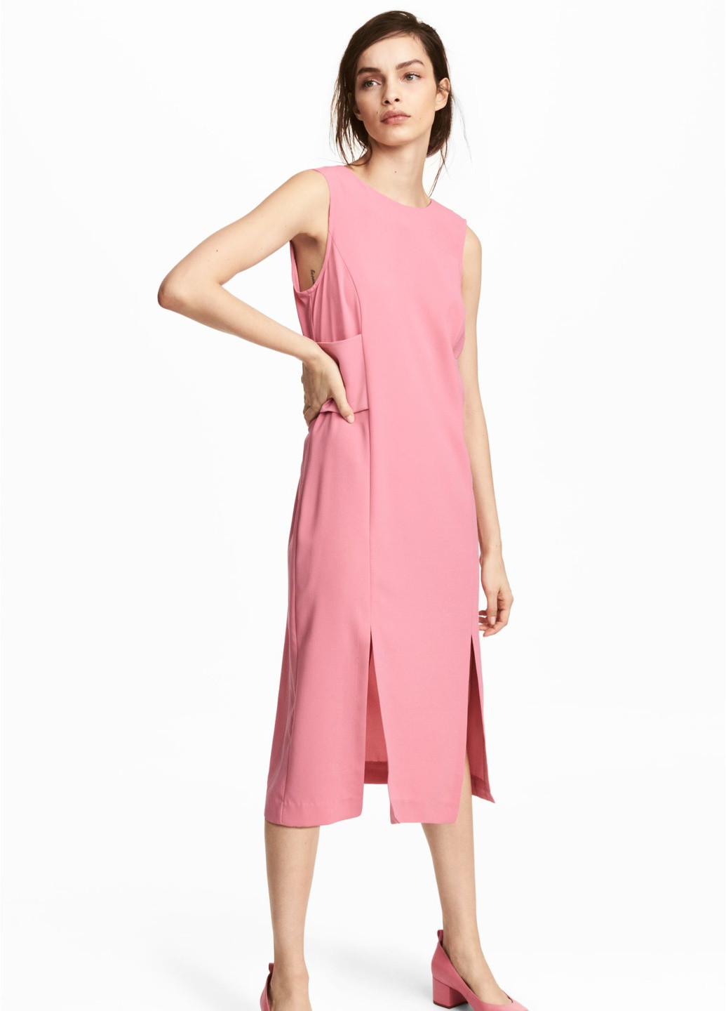 Розовое повседневный платье б/р H&M однотонное