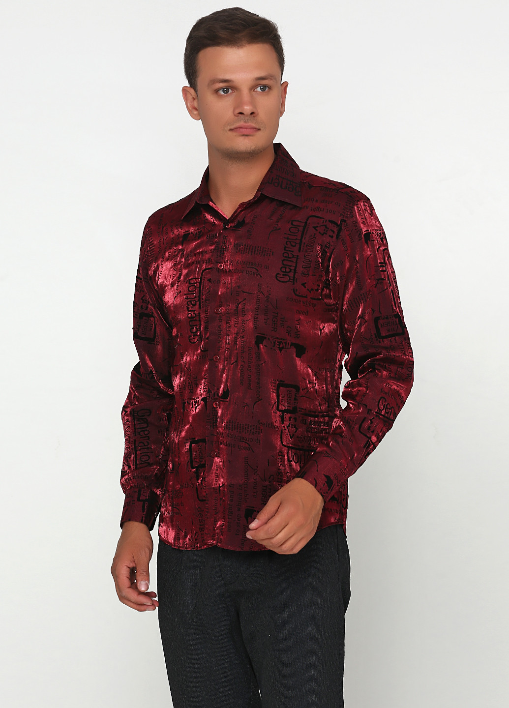 Бордовая кэжуал рубашка Zoor с длинным рукавом