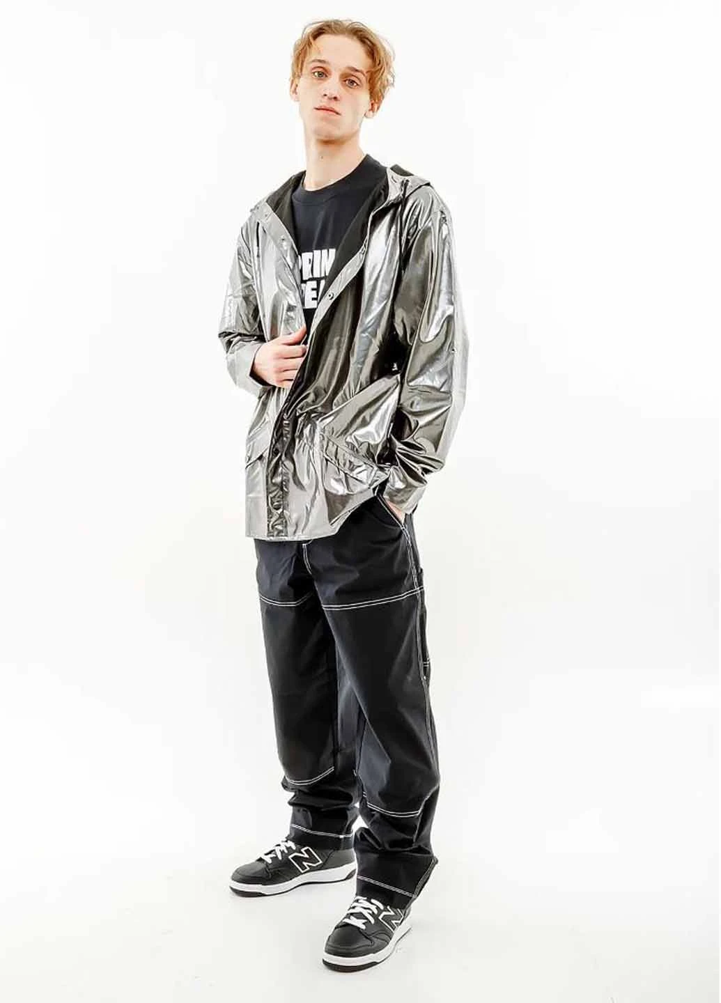Срібляста демісезонна куртка 1801-holographicsteel Rains Jackets Metallic