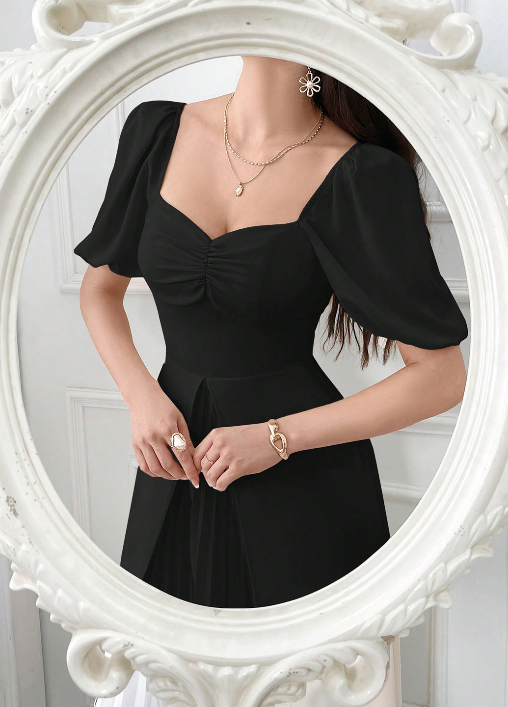 Чорна вечірня сукня а-силует SHEIN однотонна