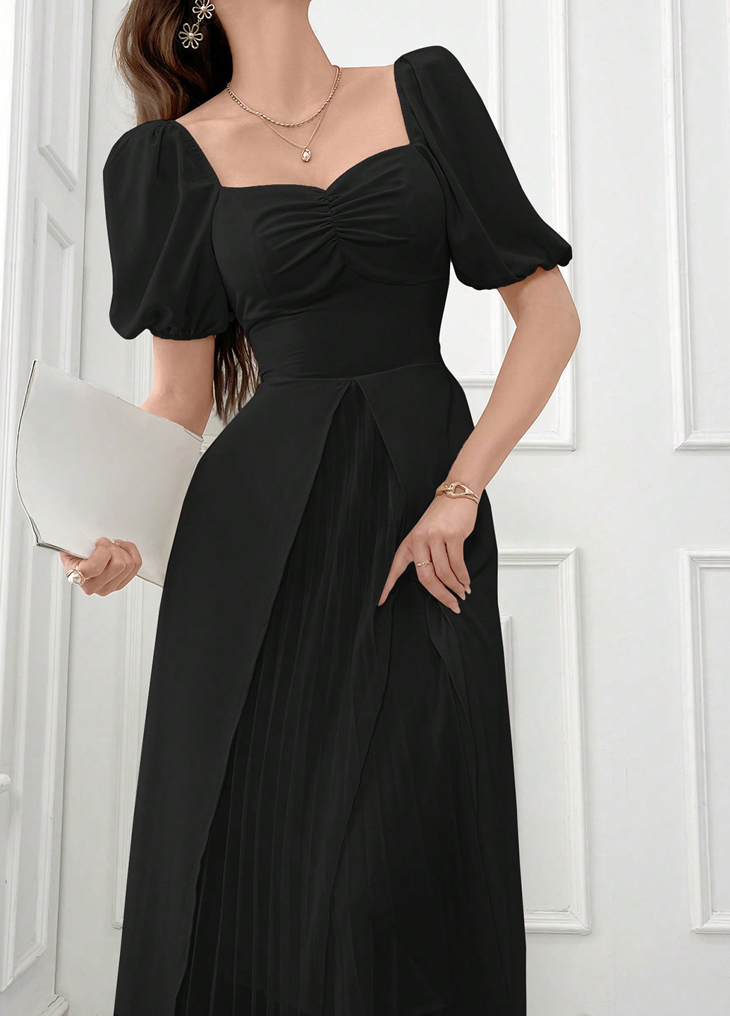 Чорна вечірня сукня а-силует SHEIN однотонна