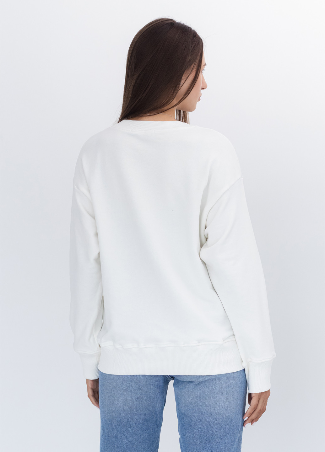 Білий світшот Nora Kvittin однотонний вишивка, аплікація, нашивки (301079898)