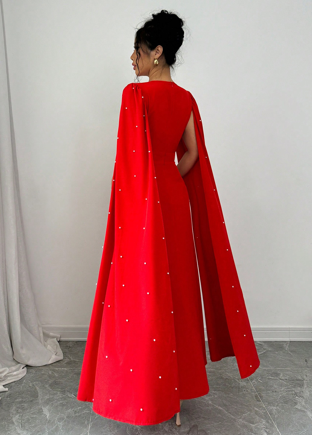 Червона вечірня, кежуал сукня а-силует SHEIN однотонна