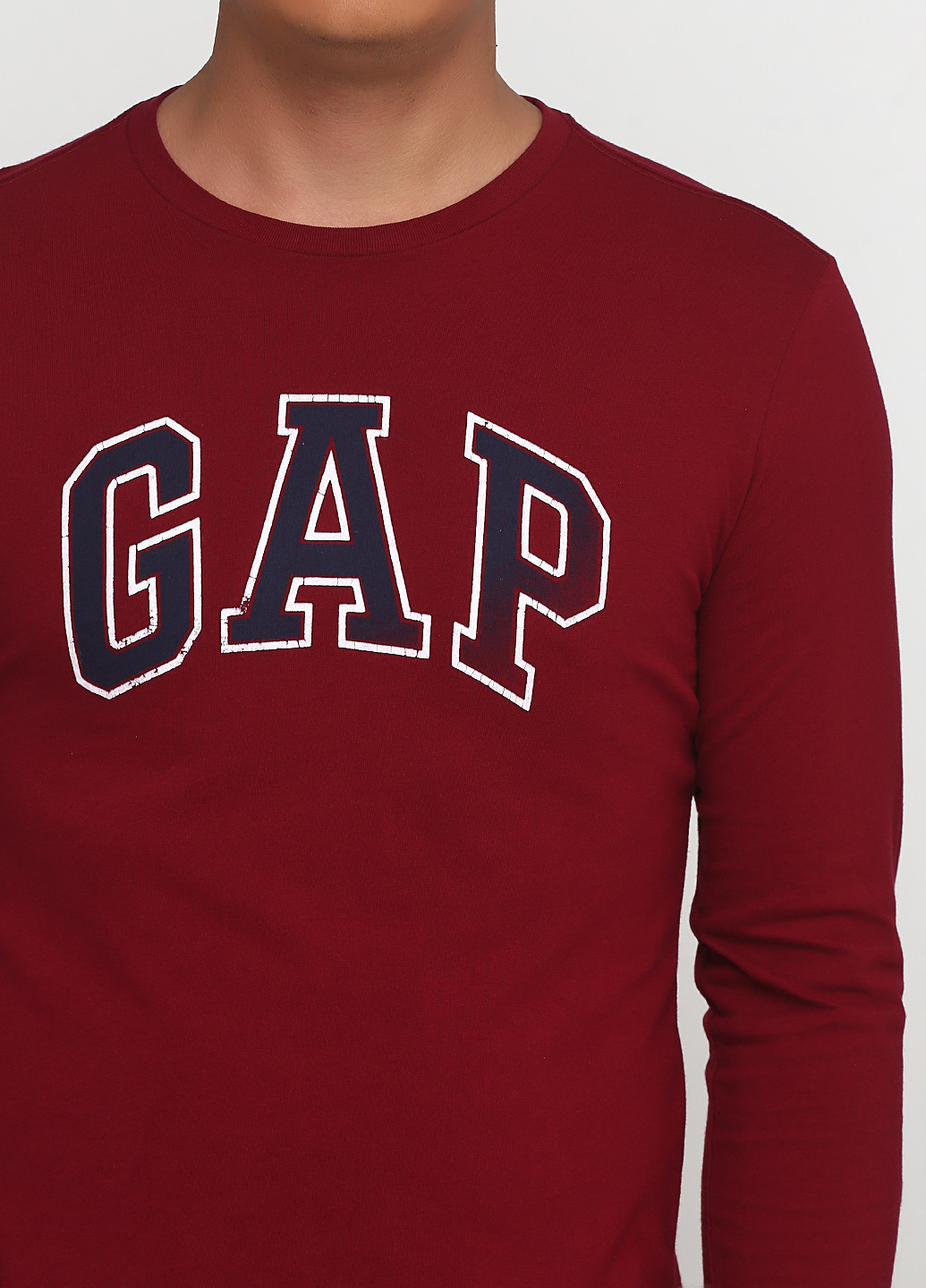 Лонгслів Gap логотип бордовий кежуали бавовна, трикотаж