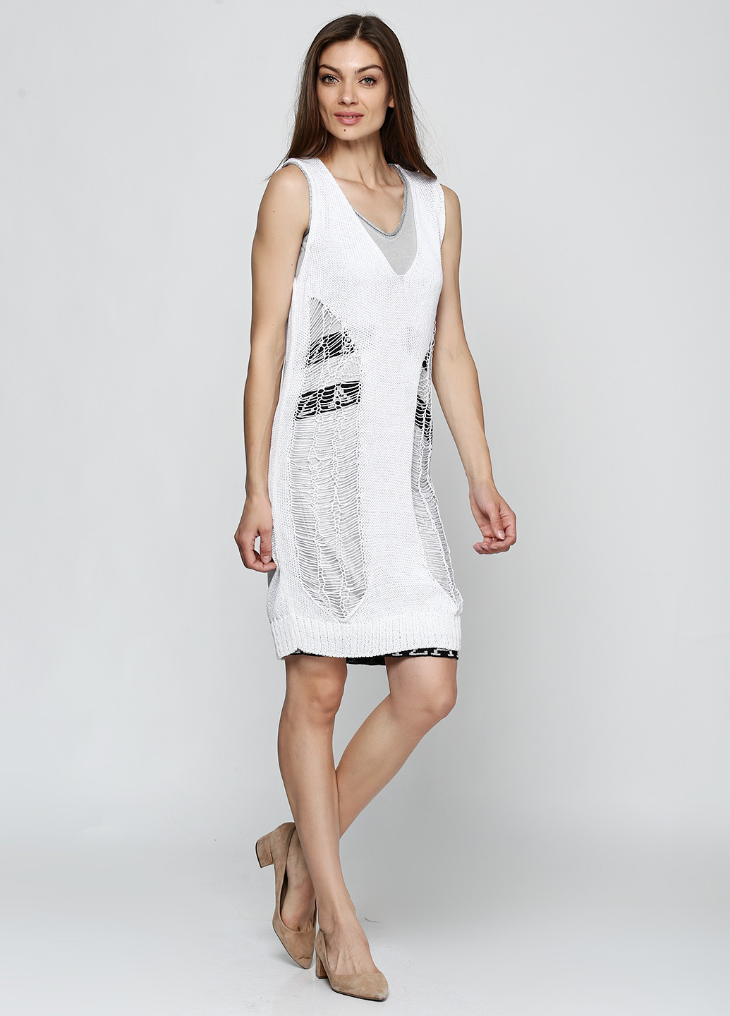 Белое кэжуал платье Ysatis однотонное
