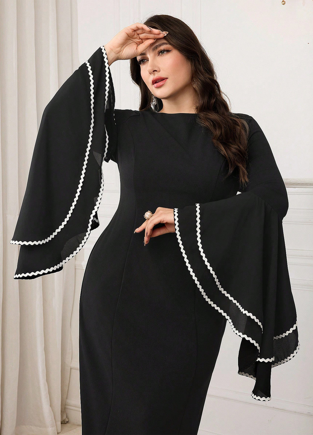 Черное вечернее платье футляр SHEIN однотонное