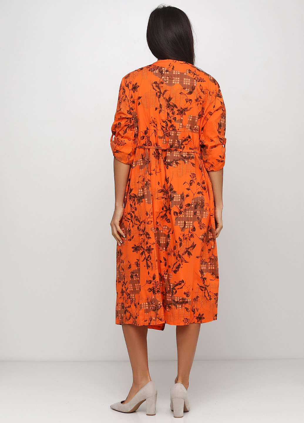 Помаранчева кежуал сукня на запах New Collection з абстрактним візерунком