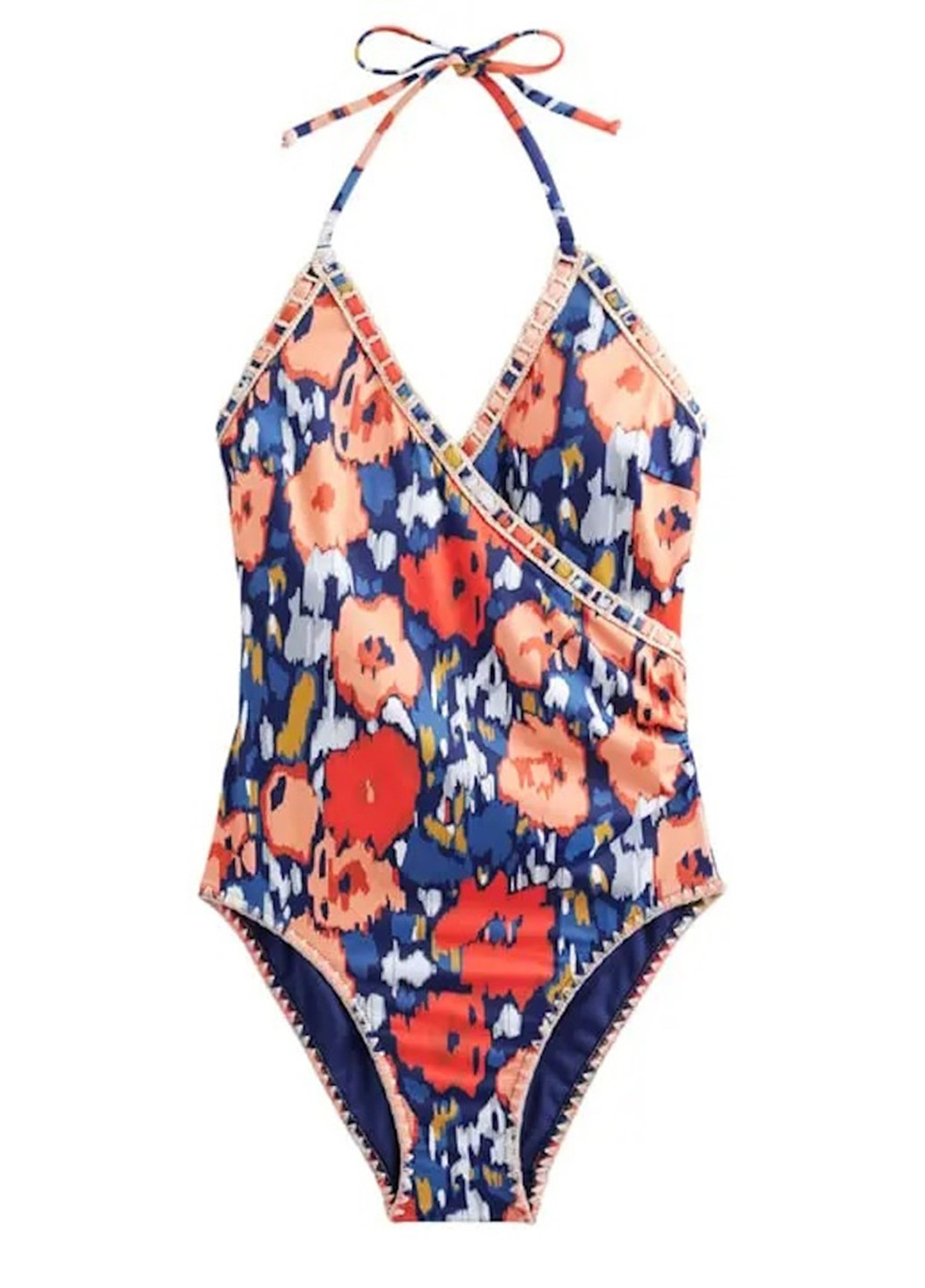 Комбинированный летний купальник слитный, халтер American Fashion