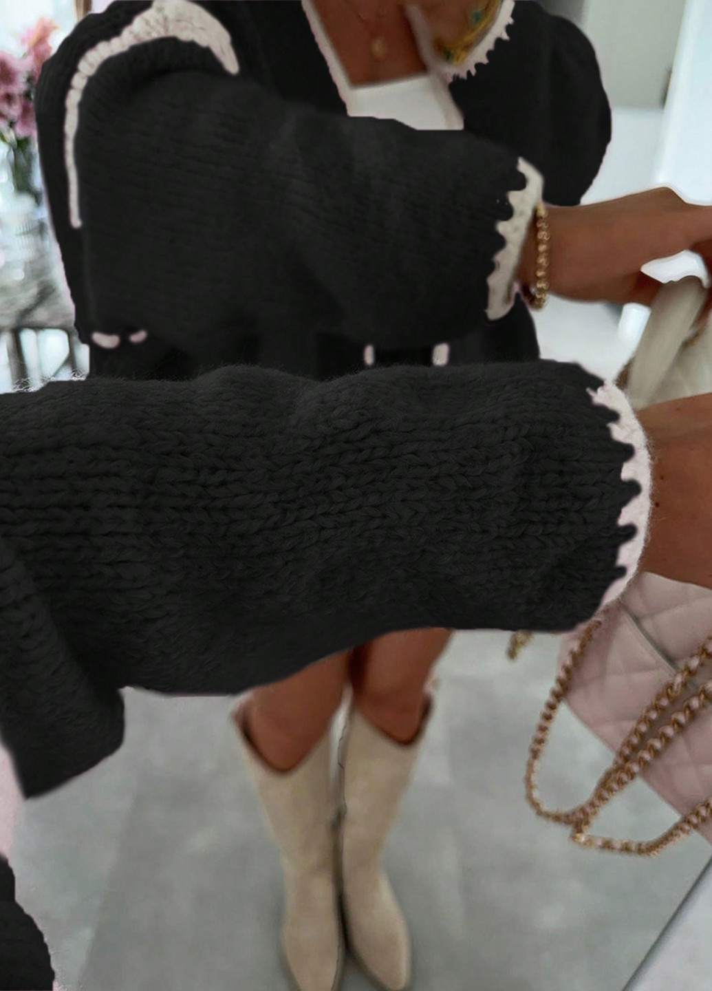 Черно-белый демисезонный кардиган SHEIN