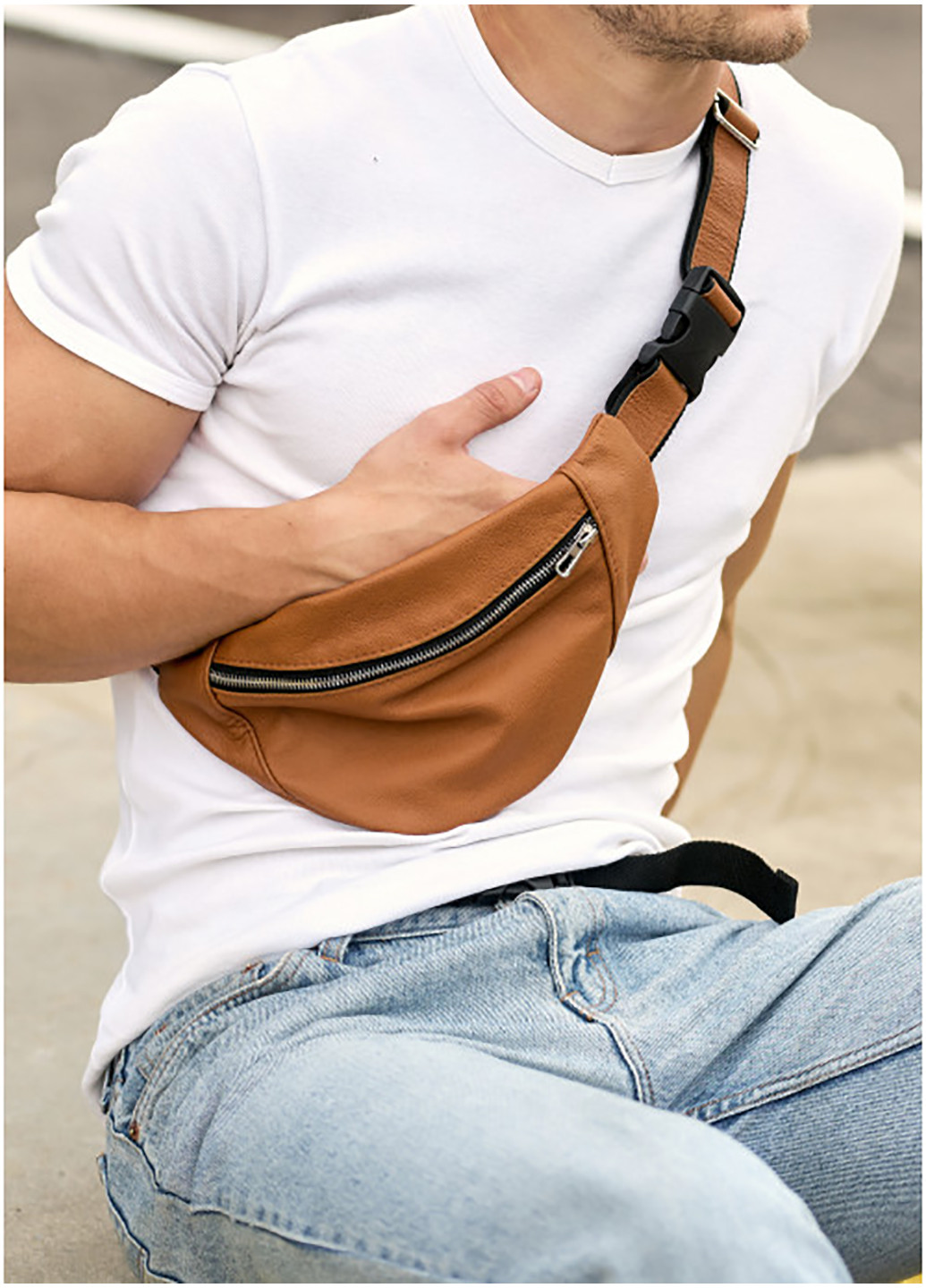 Чоловіча сумка на пояс (бананка) 33х14х5 см Sambag (242189104)