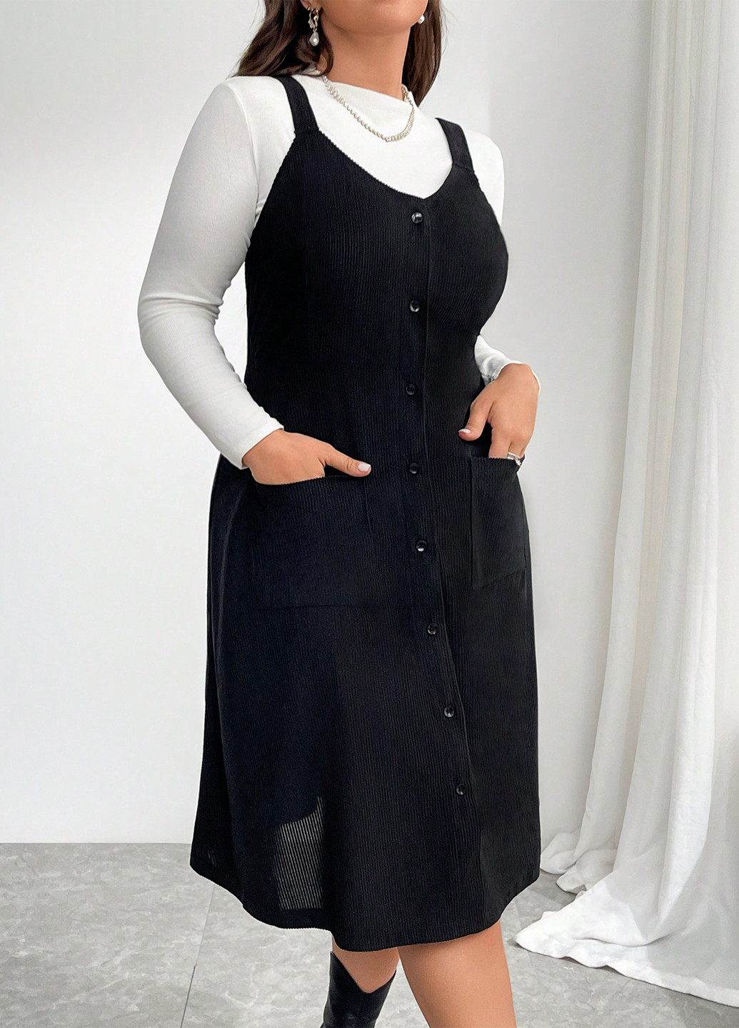 Демисезонный женский сарафан SHEIN однотонный