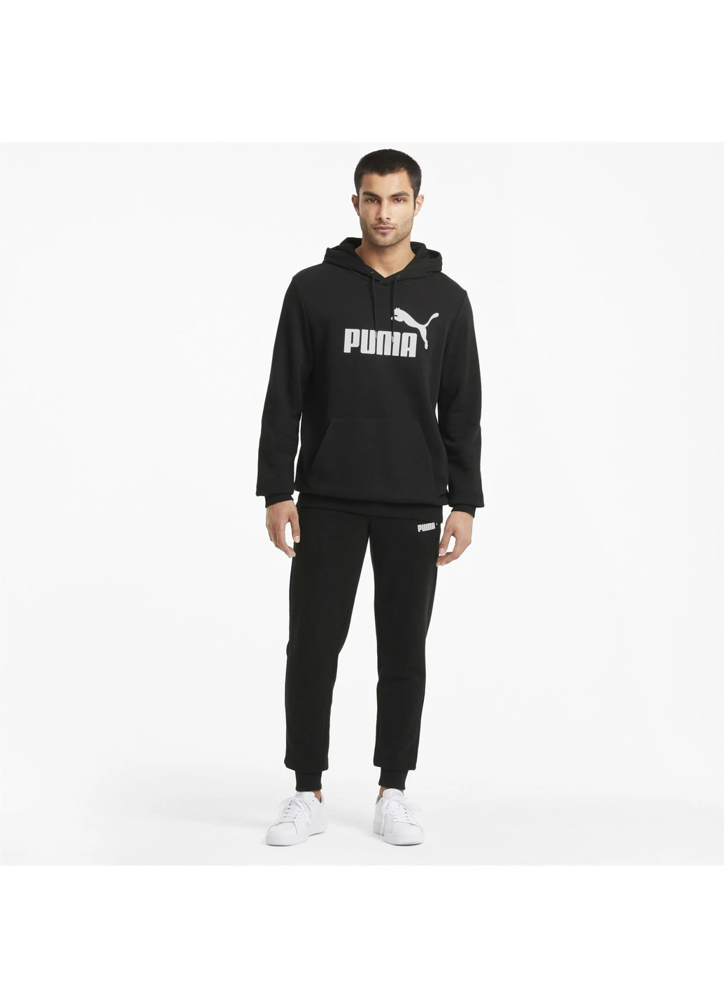 Черная демисезонная худи essentials big logo men’s hoodie Puma