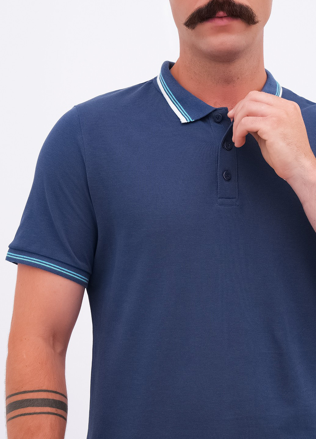 Темно-синяя футболка-поло для мужчин Lee Cooper однотонная