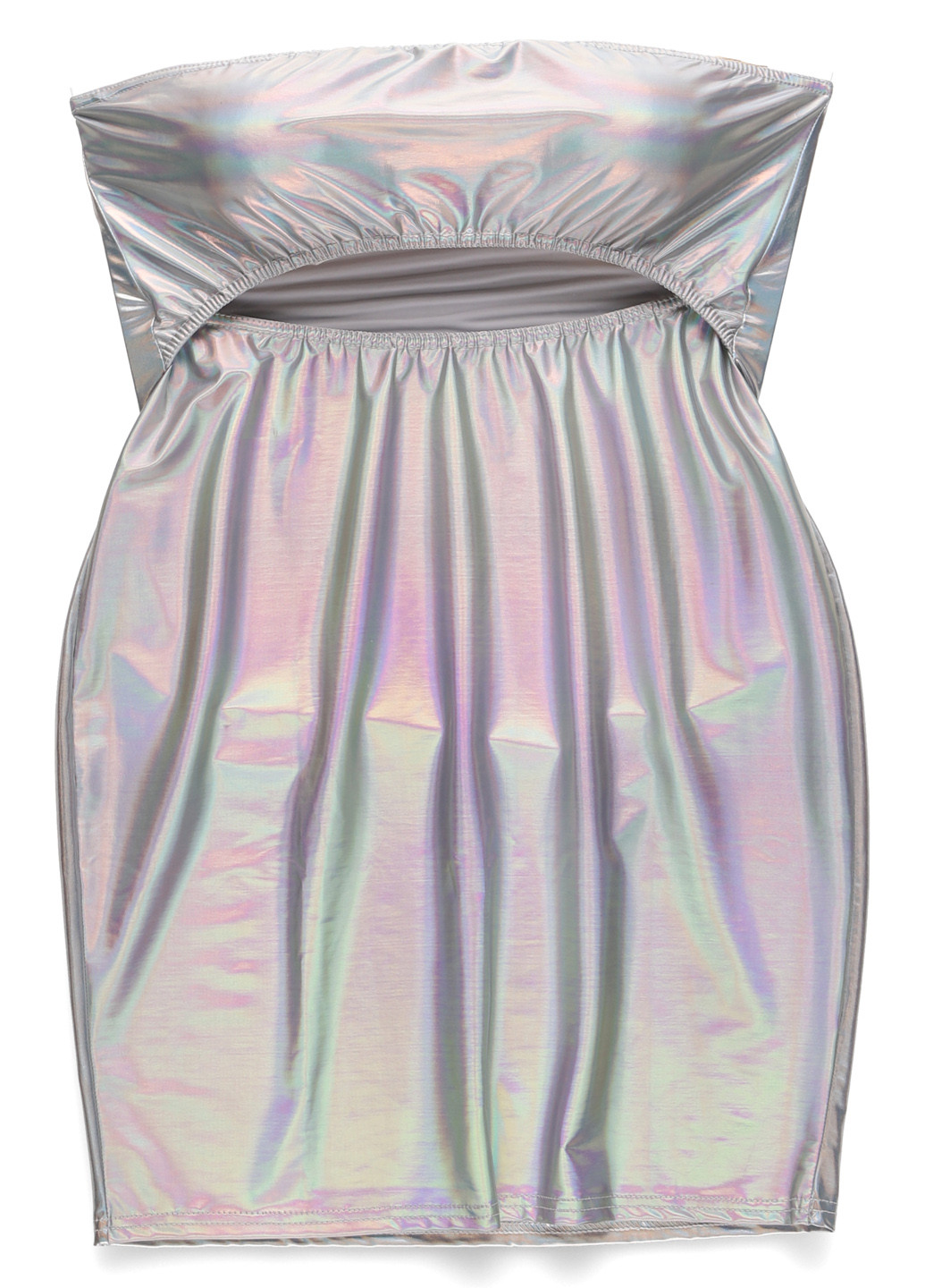 Сріблястий кежуал, коктейльна сукня з відкритими плечима PrettyLittleThing однотонна