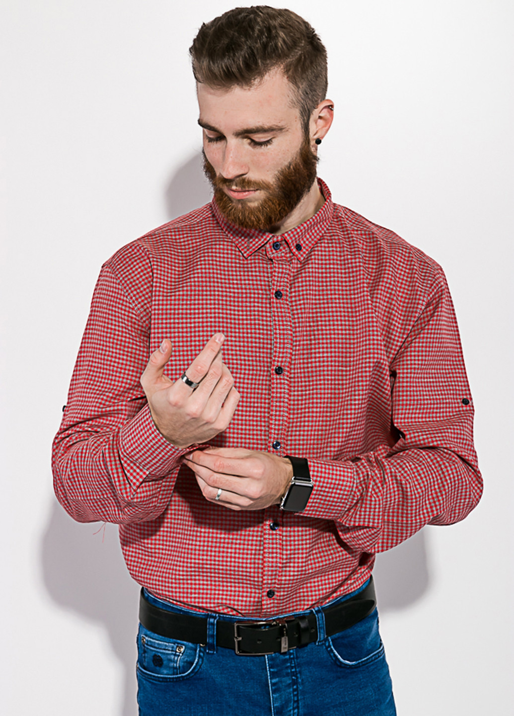 Бордовая кэжуал рубашка в клетку Time of Style с длинным рукавом