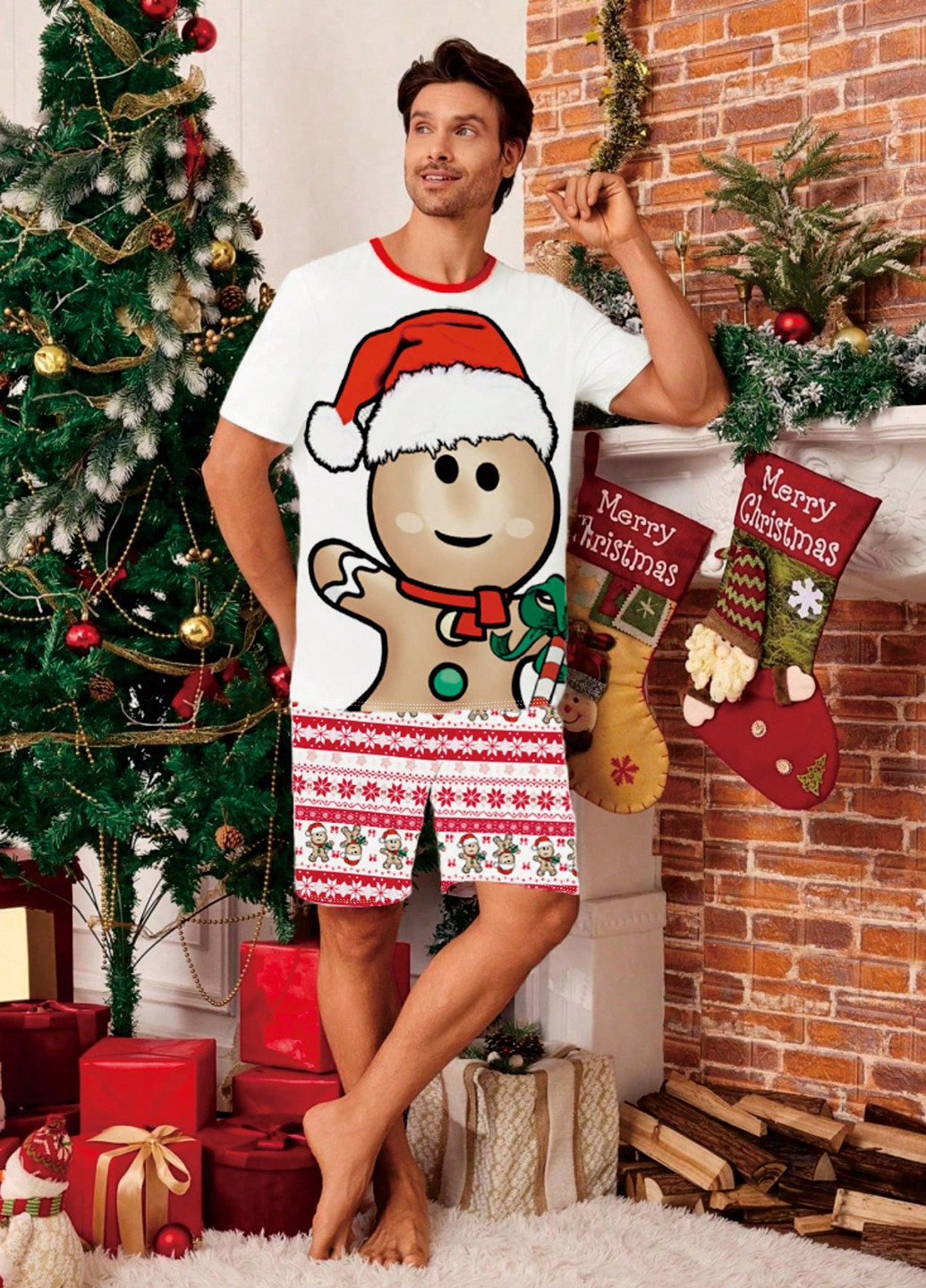 Пижама (футболка, шорты) SHEIN (352938808)