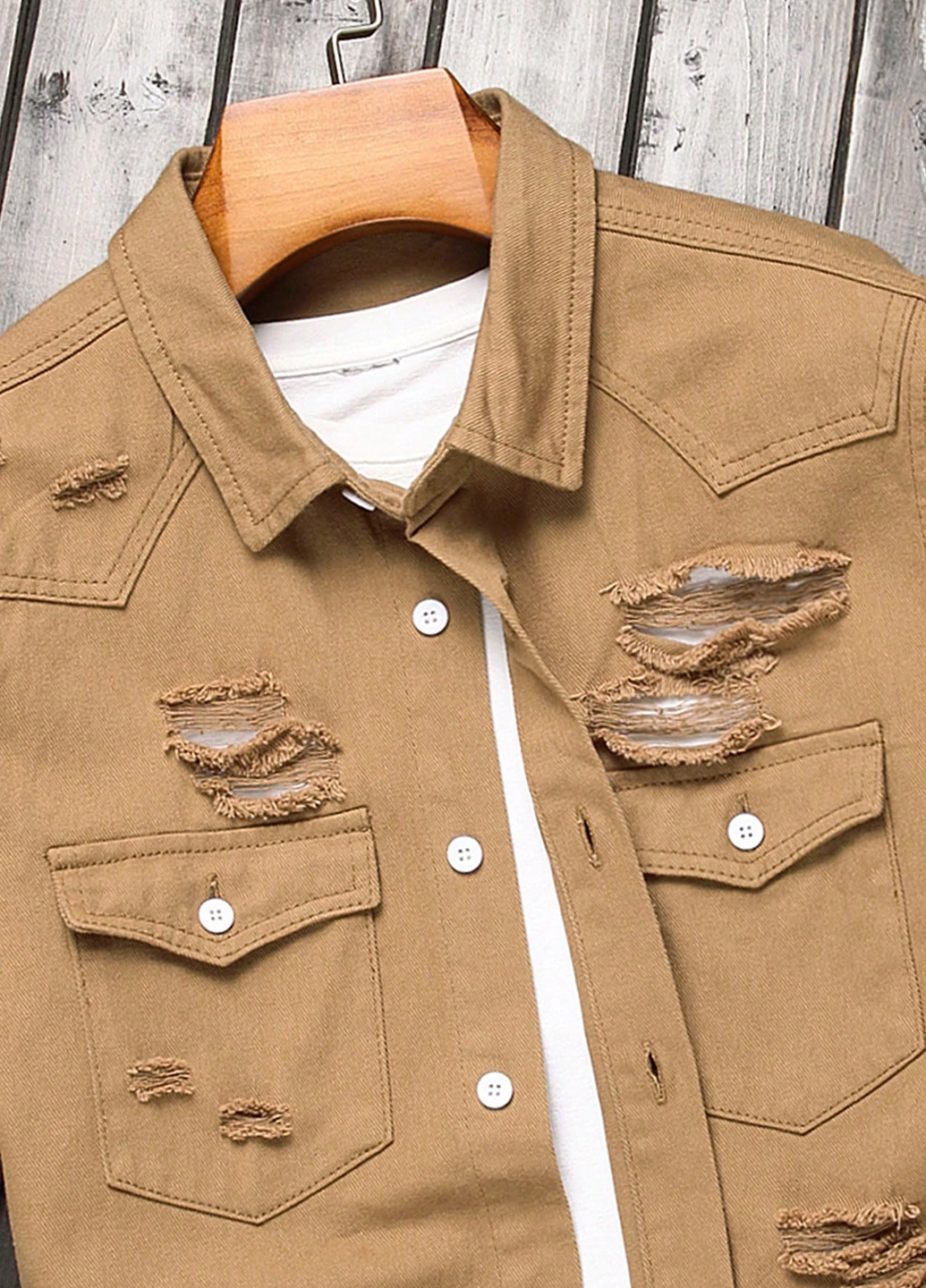 Темно-бежевая кэжуал рубашка однотонная Manfinity