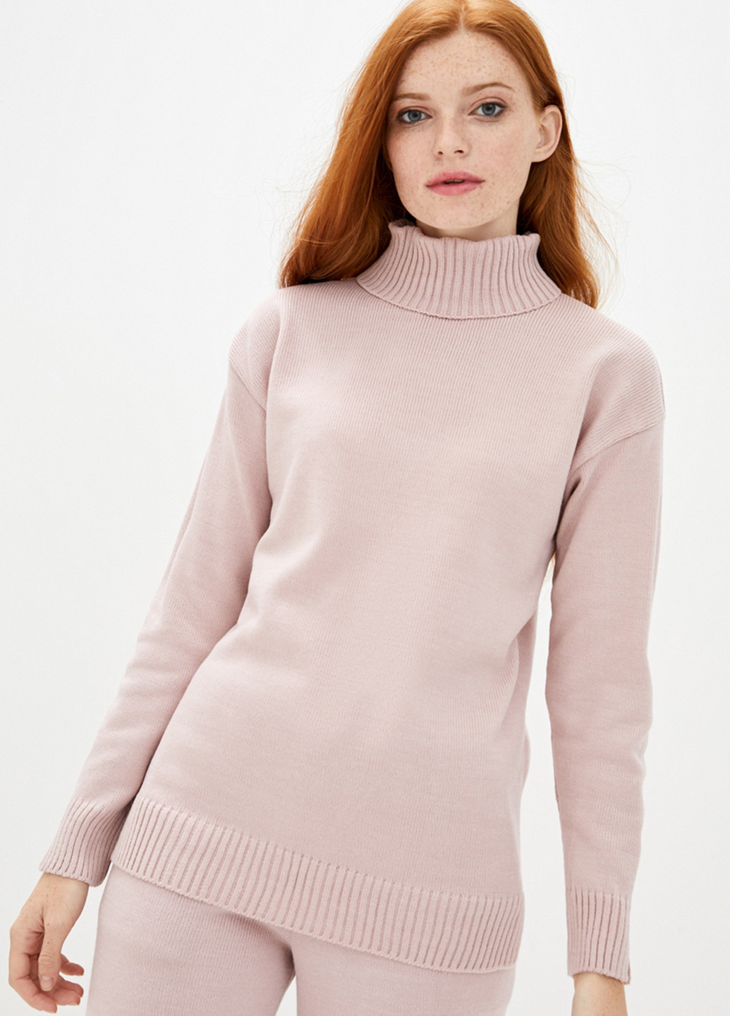 Костюм (свитер, брюки) Sewel брючный однотонный светло-розовый кэжуал акрил, шерсть