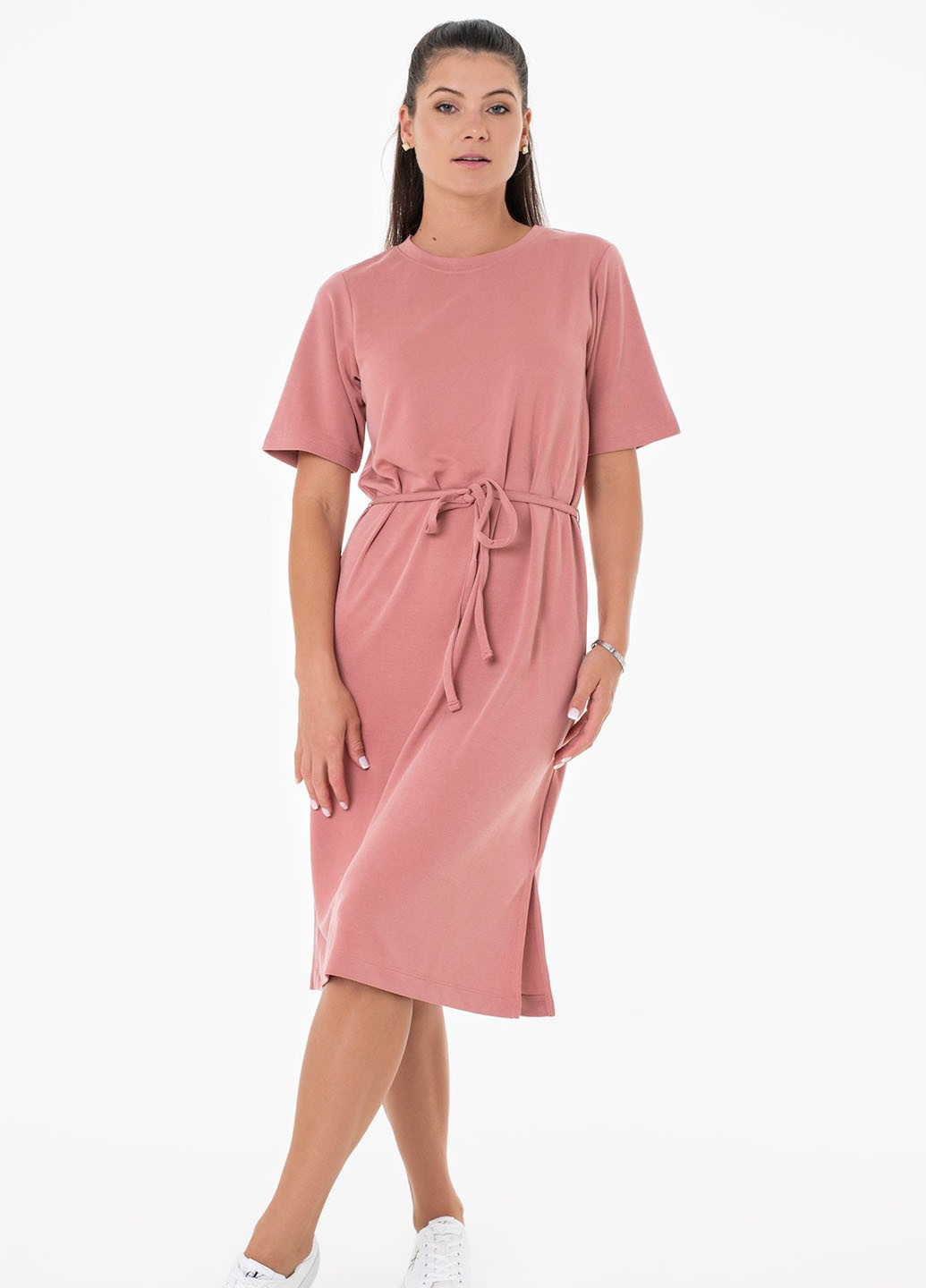 Розовое кэжуал платье платье-футболка Tom Tailor однотонное