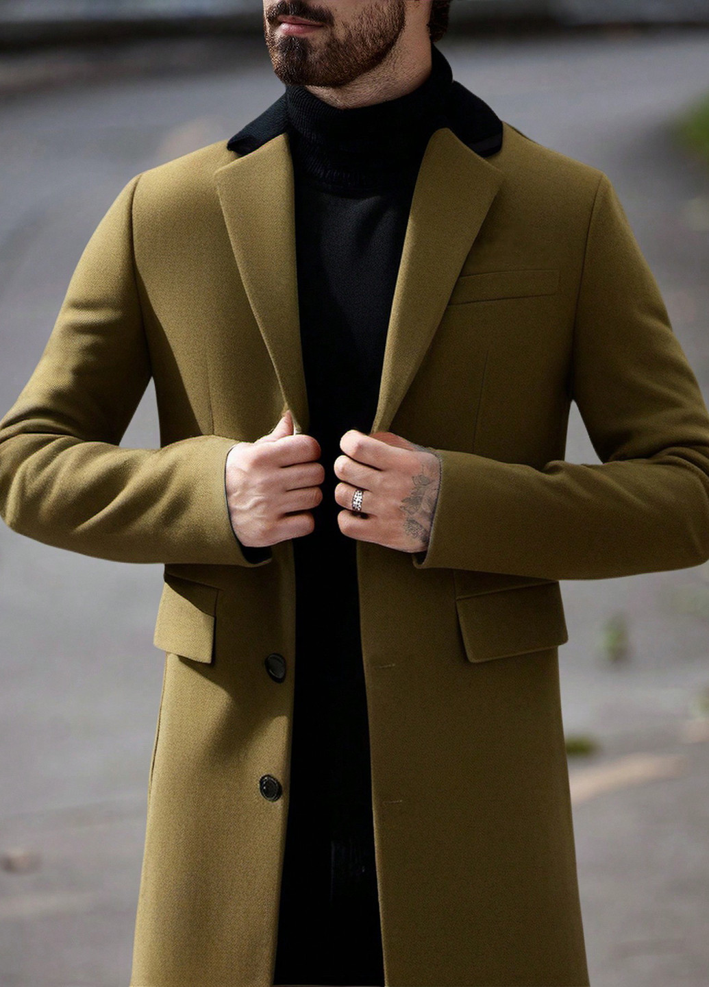 Зеленое демисезонное Пальто однобортное SHEIN