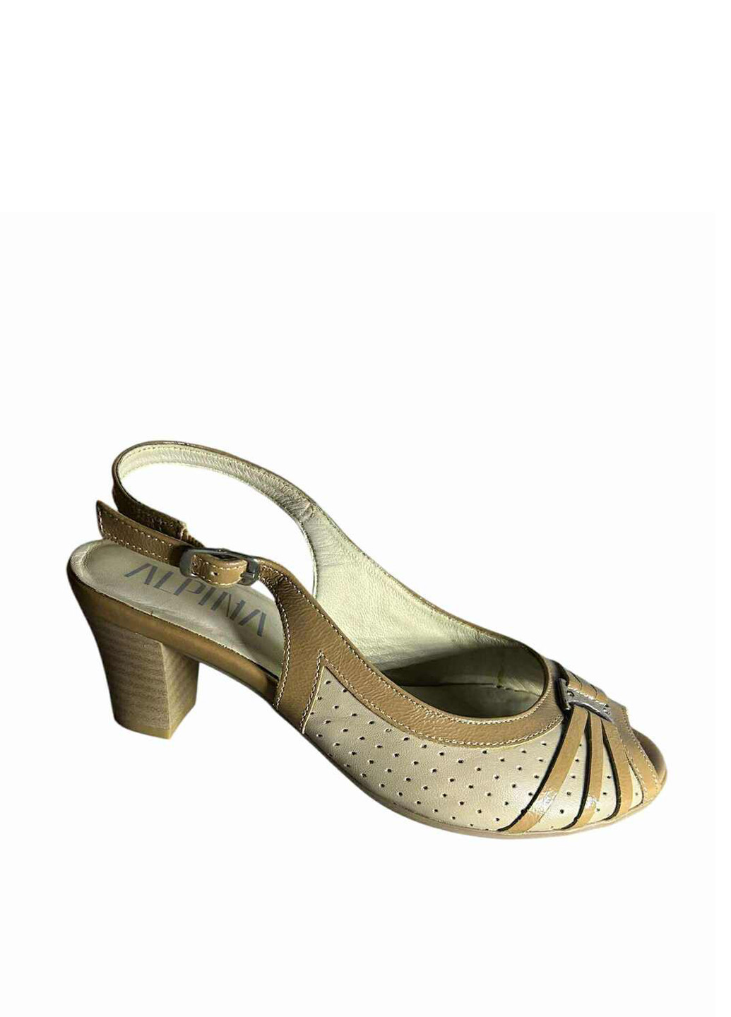 Бежевые босоножки Alpina с ремешком с перфорацией