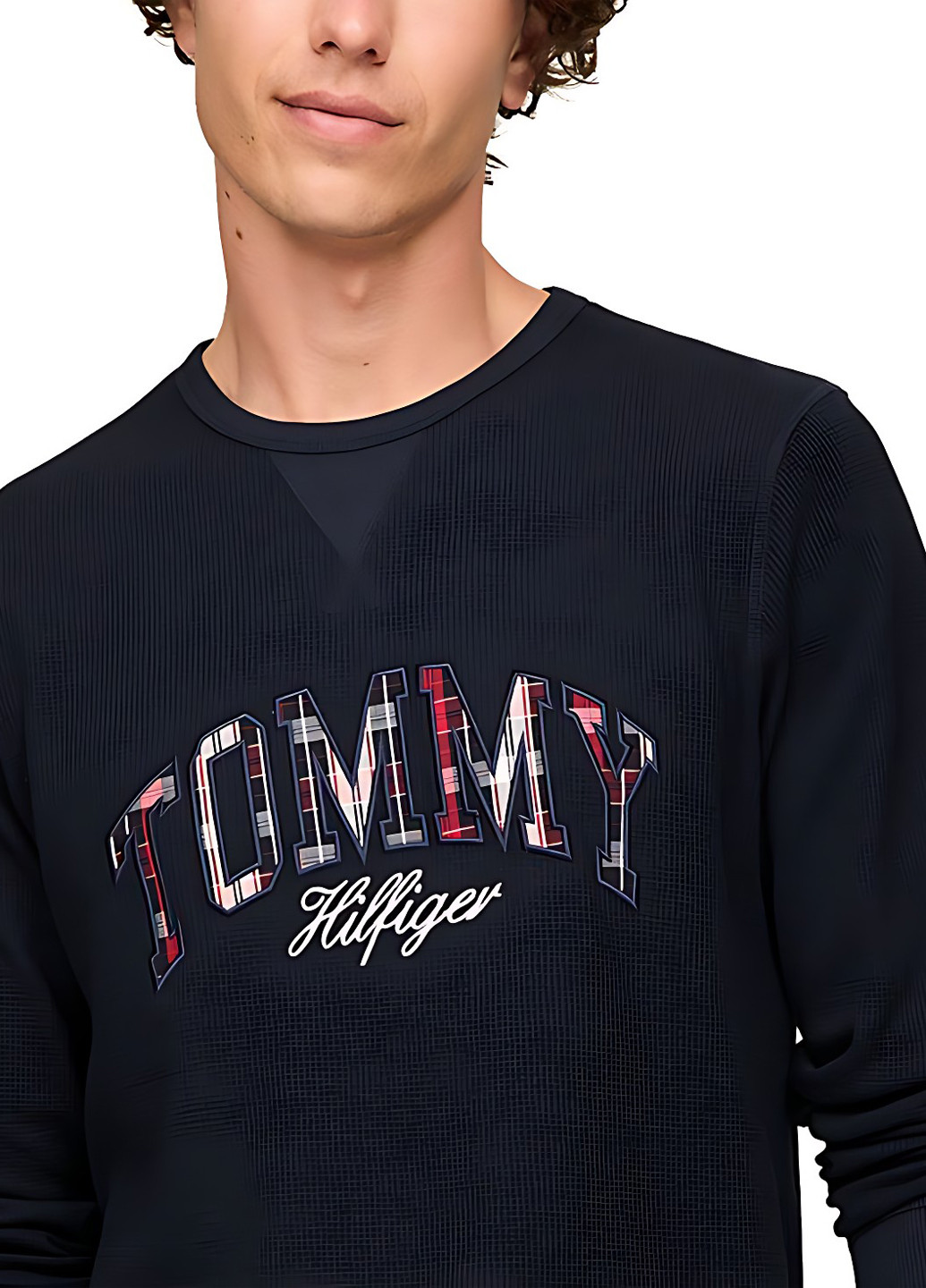 Темно-синий демисезонный домашний лонгслив Tommy Hilfiger с логотипом