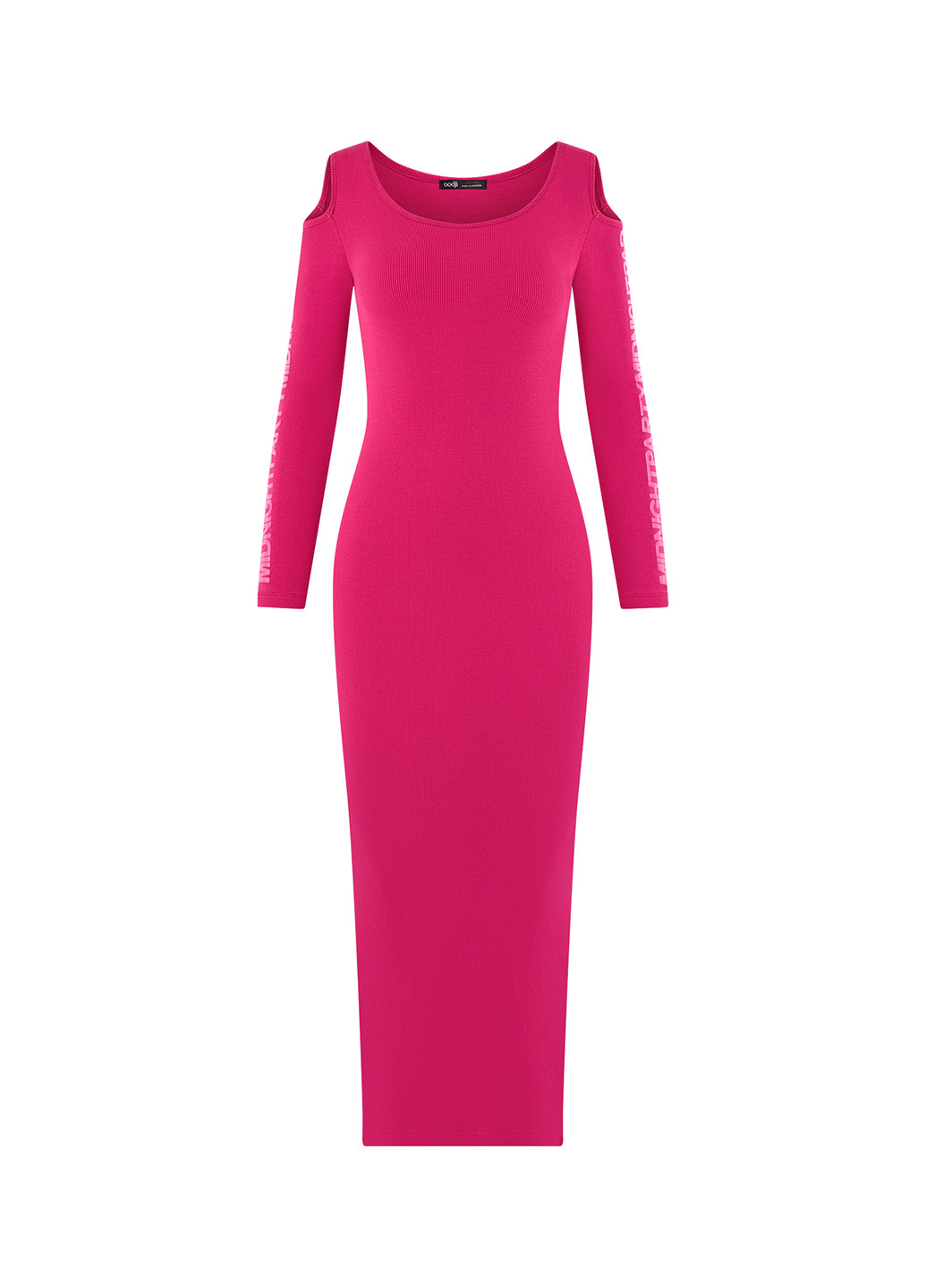 Розовое кэжуал платье с открытыми плечами Oodji однотонное