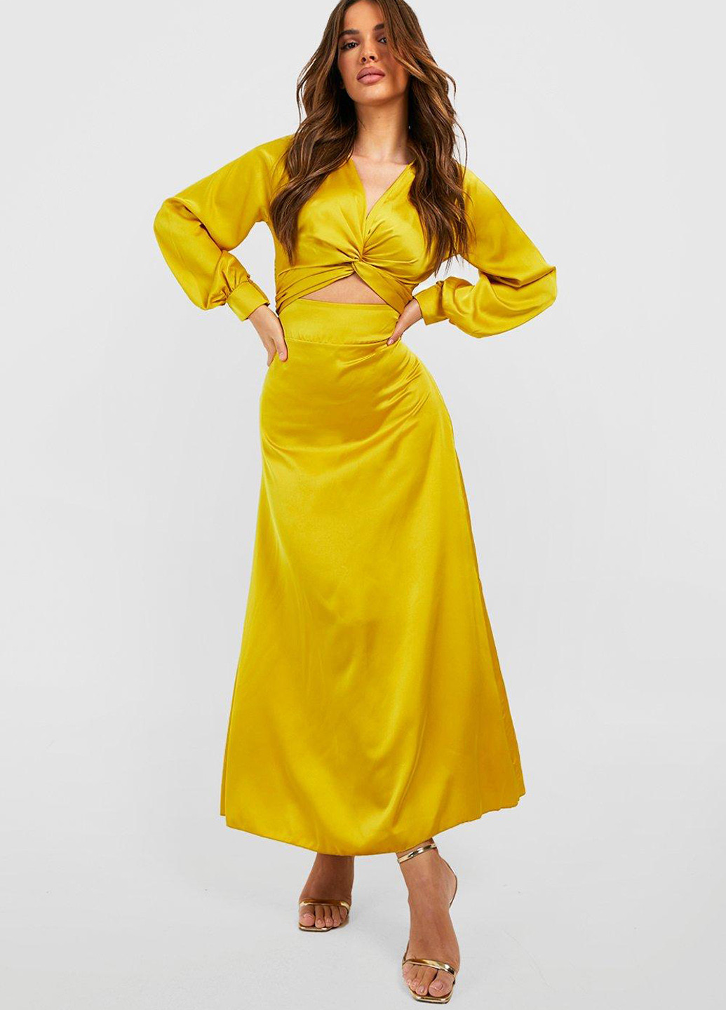 Гірчична кежуал сукня Boohoo однотонна