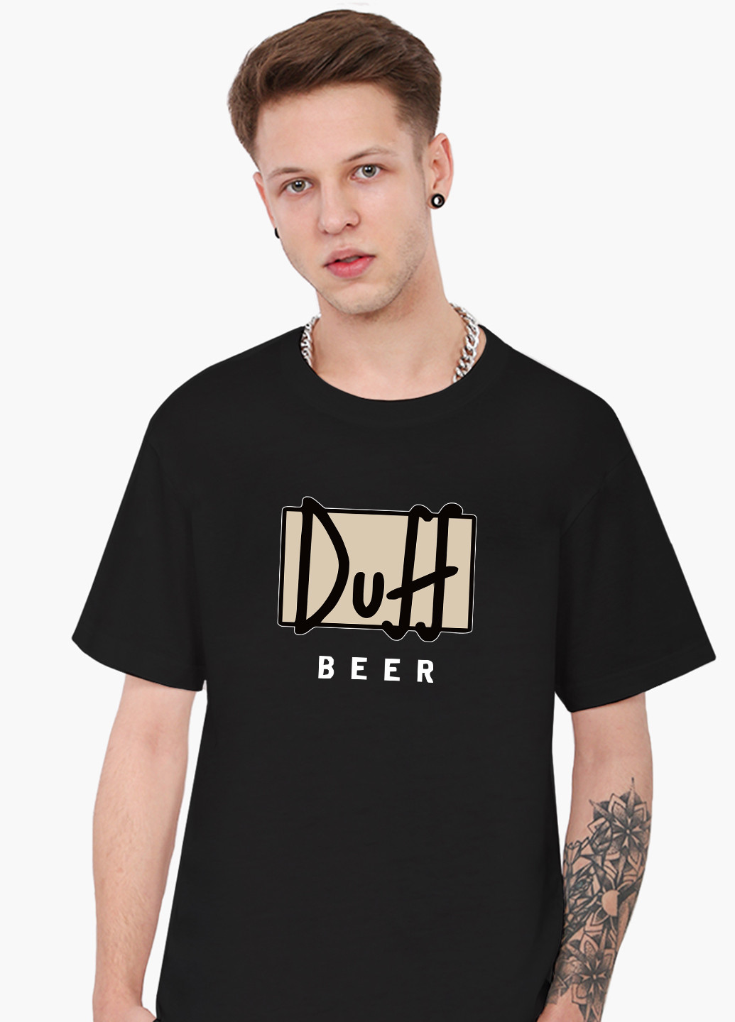Чорна футболка чоловіча сімпсони дафф (the simpsons duff beer) (9223-1995-1) MobiPrint