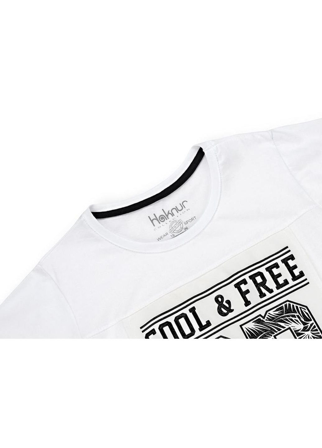 Белая демисезонная футболка детская "cool & free" (6547-146b-white) Haknur