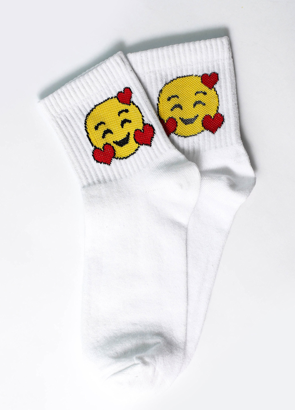 Шкарпетки Смайли з серцем Rock'n'socks білі повсякденні