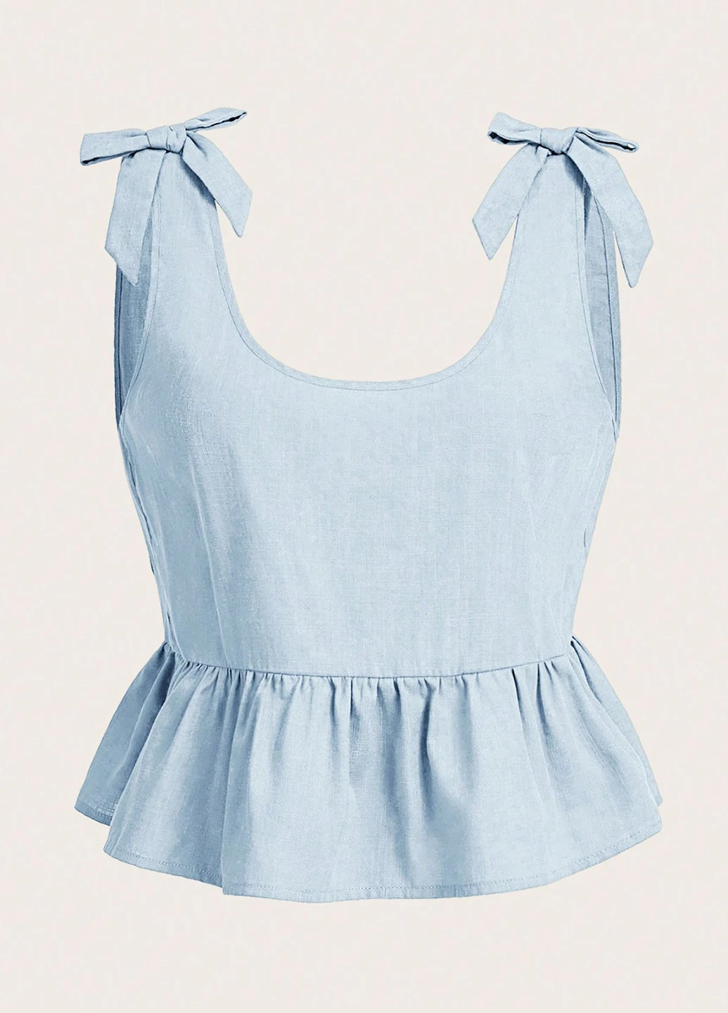 Блакитна блуза з баскою SHEIN