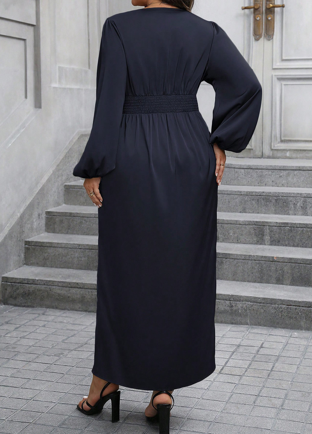 Темно-синее кэжуал платье SHEIN однотонное