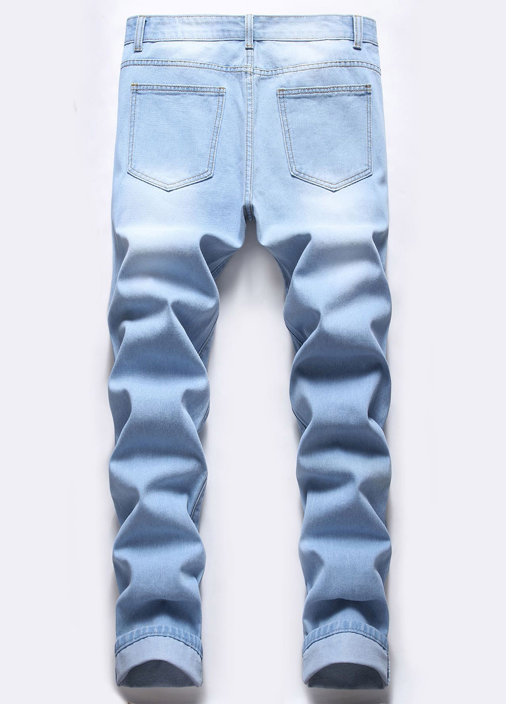 Светло-голубые демисезонные зауженные джинсы SHEIN