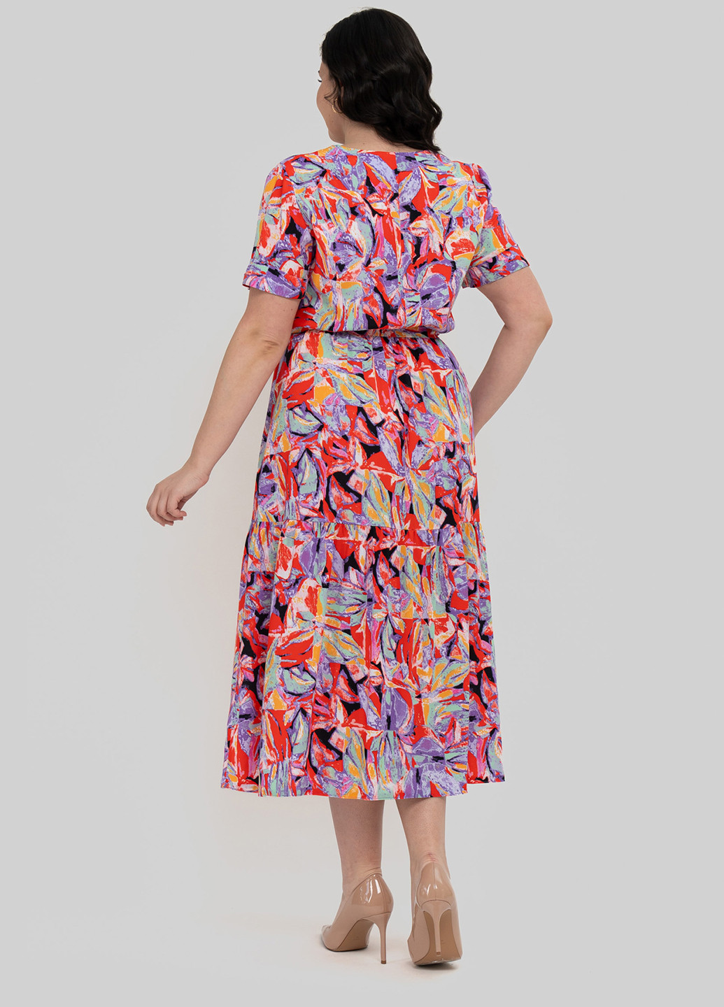 Комбинированное кэжуал платье а-силуэт A'll Posa с абстрактным узором