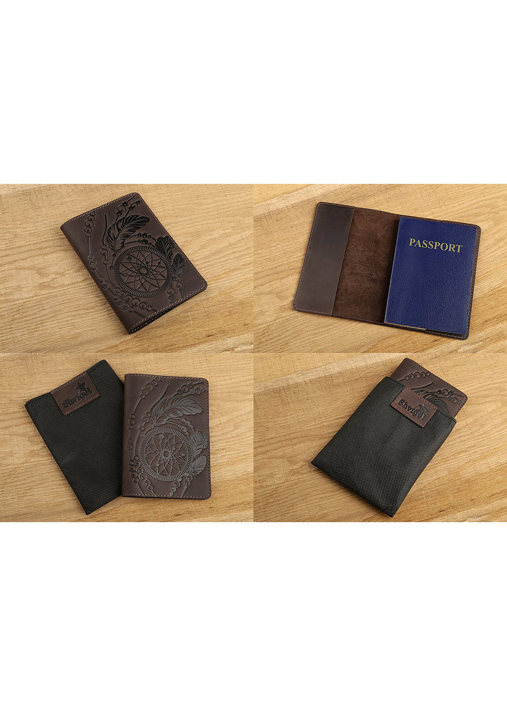 Шкіряна обкладинка на паспорт 9,5х13х1 см Shvigel (253491333)