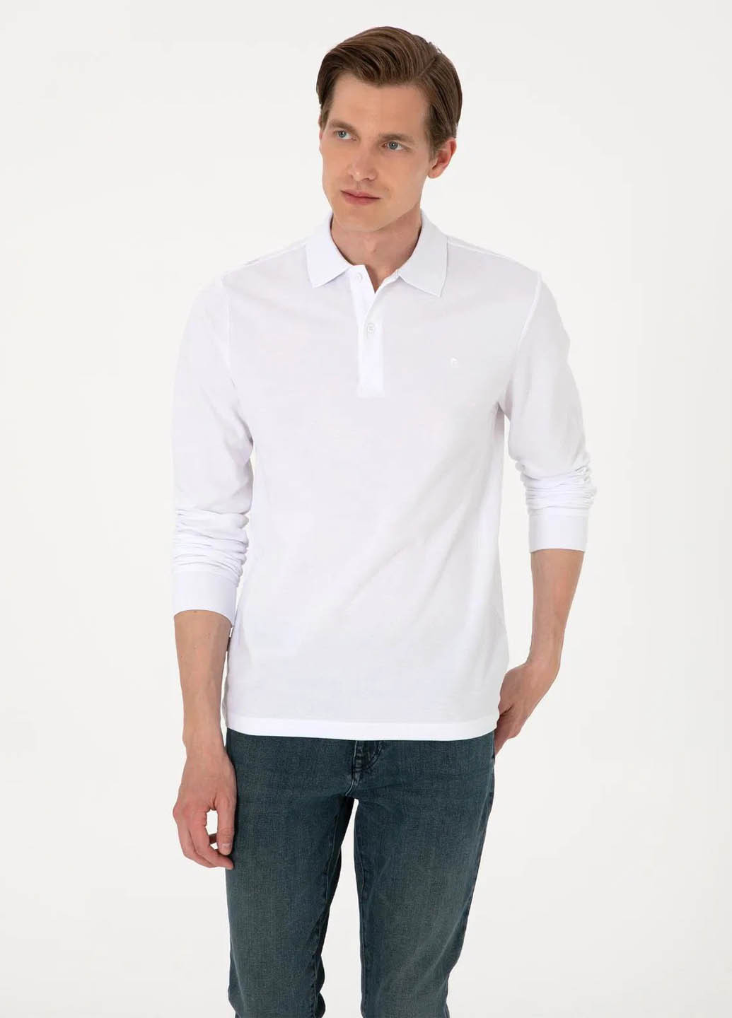 Белая футболка-поло для мужчин Pierre Cardin однотонная