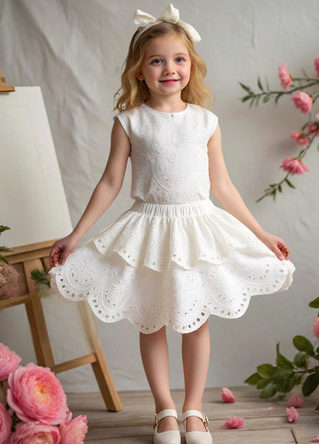 Белая кэжуал однотонная юбка SHEIN клешированная